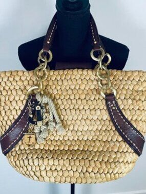 JUICY COUTURE Vintage Y2K Rattan Wicker Nautical Anchor Tote Bag G&P Era